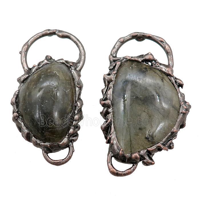 Labradorite pendant, antique red