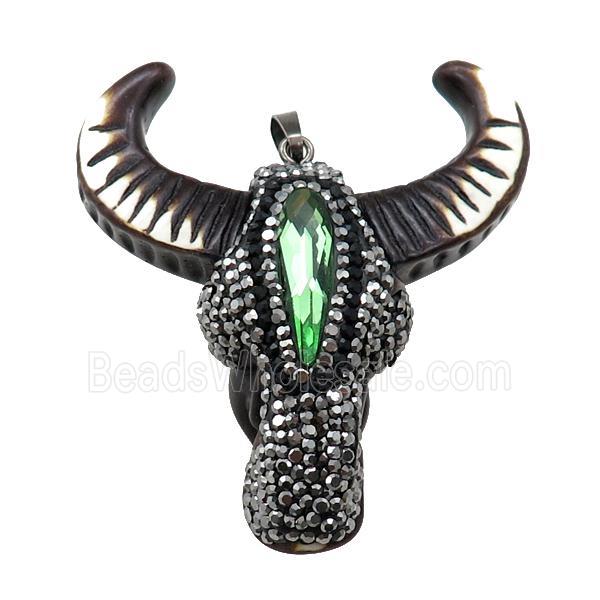 Resin bullhead paved rhinestone