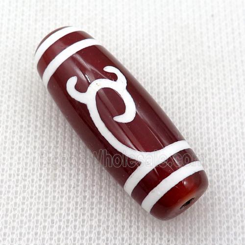Dzi Agate barrel beads