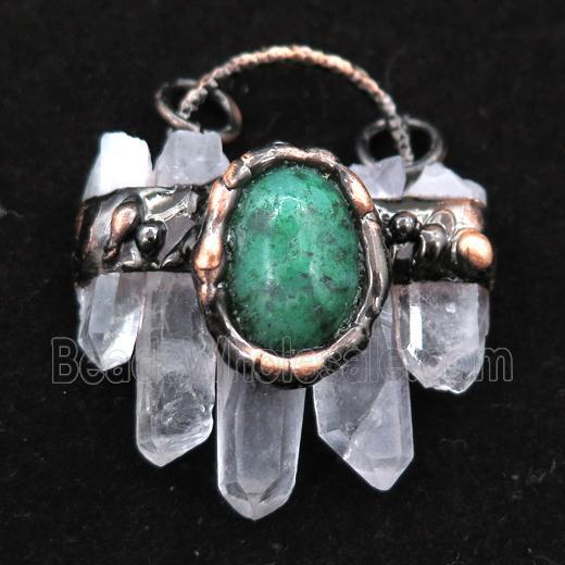Crystal Quartz stick pendant, antique red