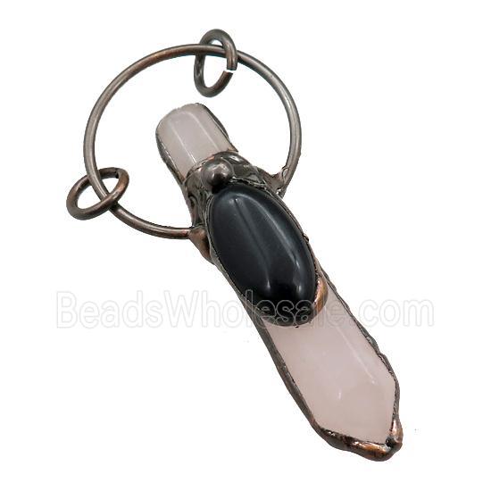 Rose Quartz pendulum pendant, antique red