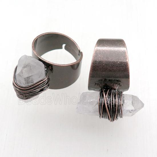 Crystal Quartz Rings, adjustable, antique red