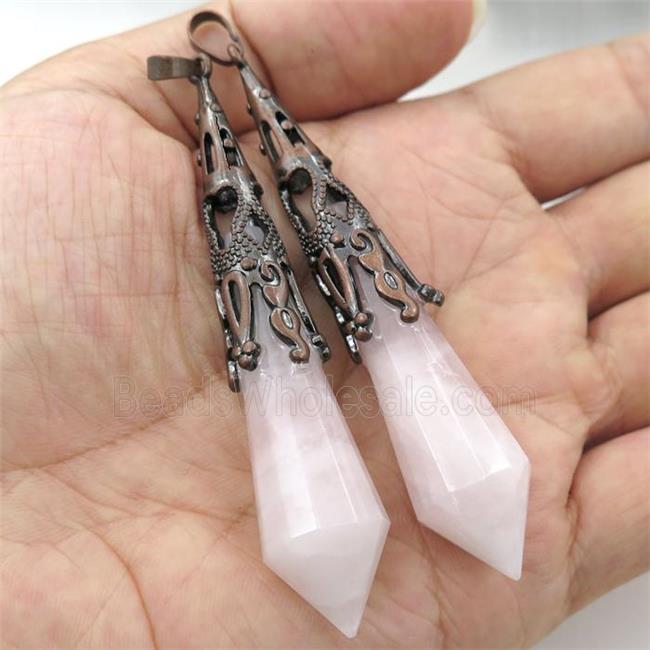 Rose Quartz pendulum pendant, antique red