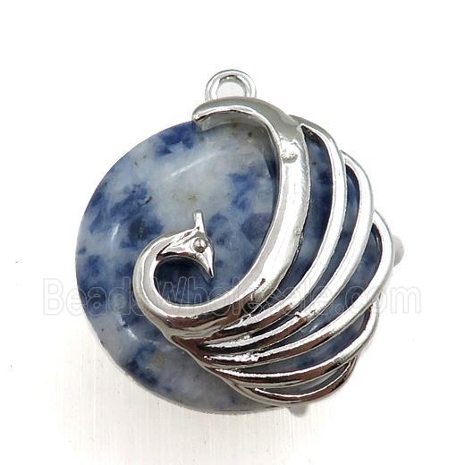 bule spotted jasper circle pendant with phoenix