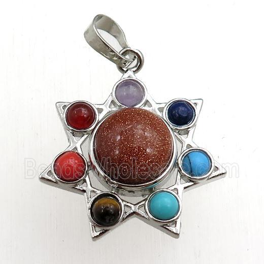 gold sandstone chakra pendant, platinum plated