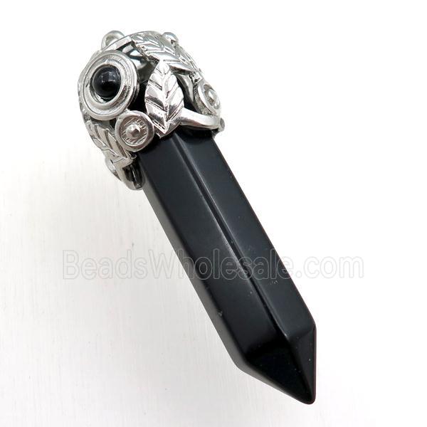 black onyx agate bullet pendant