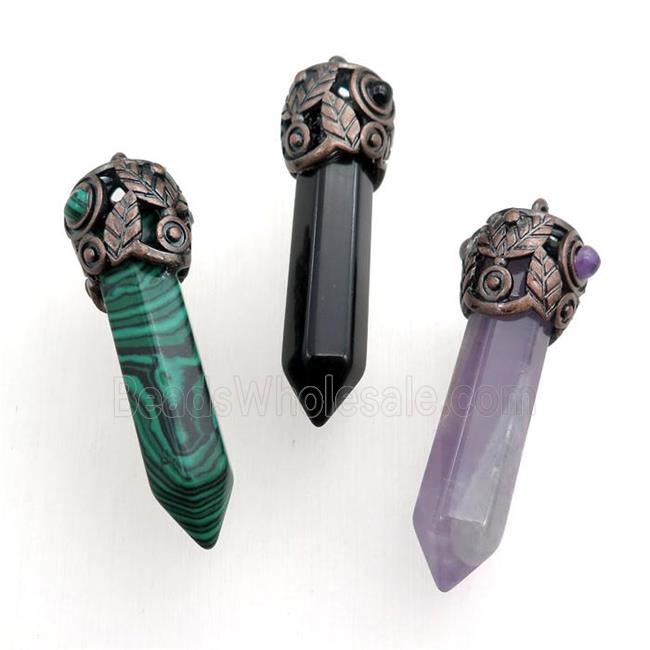 mixed gemstone bullet pendant