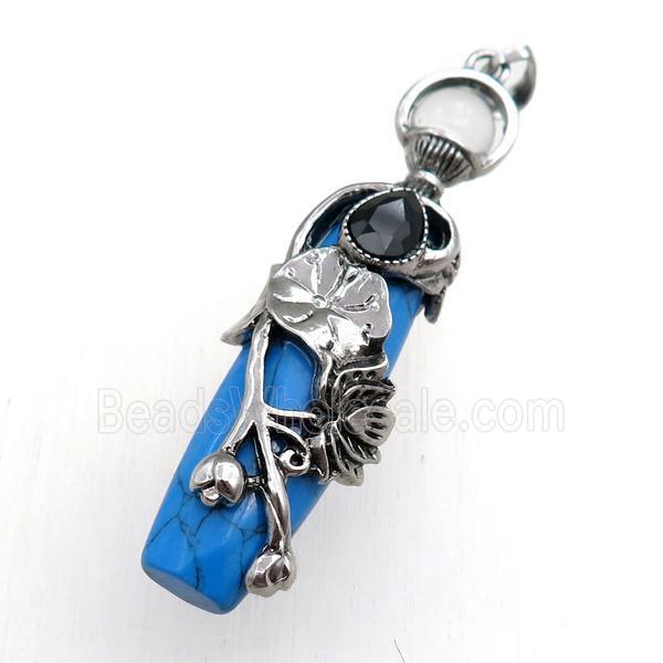 blue synthetic turquoise stick pendant