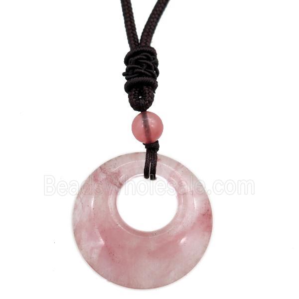 pink watermelon quartz necklace