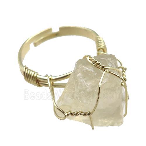 lemon quartz Rings, adjustable, wier wrapped