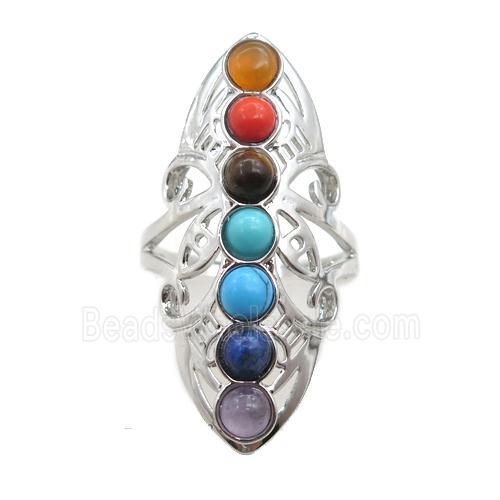 gemstone chakra Rings, adjustable