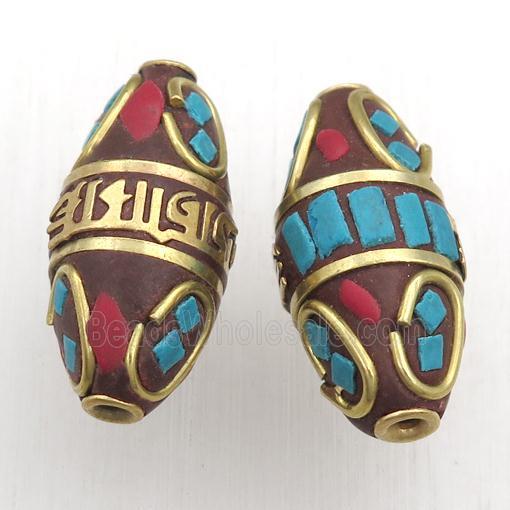 tibetan style beads, brass, rice