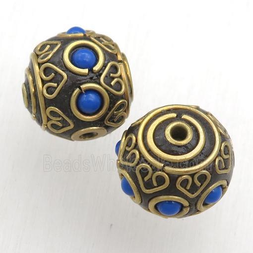 tibetan style beads, brass, round