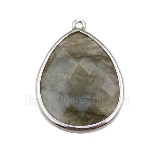 Labradorite pendant, faceted teardrop