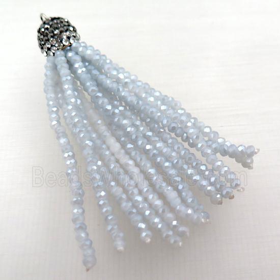Tassel pendant with grayblue crystal glass
