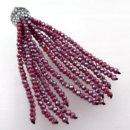 Tassel pendant with darkred crystal glass