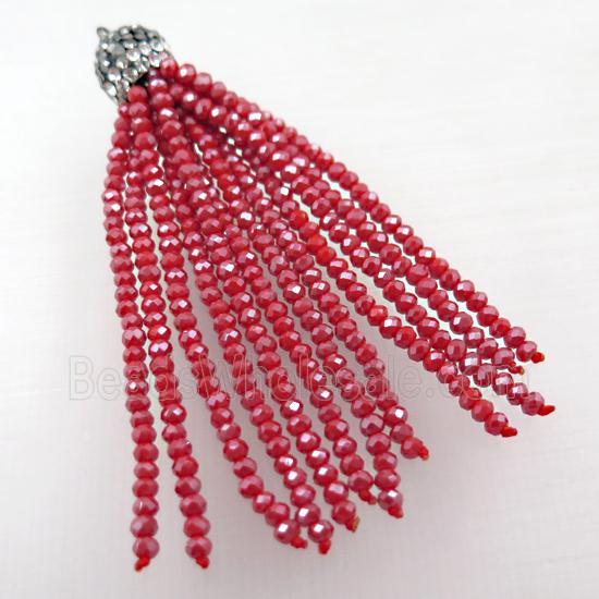 Tassel pendant with red crystal glass
