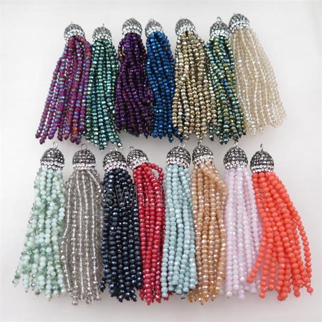 Tassel pendant with crystal glass, mixed