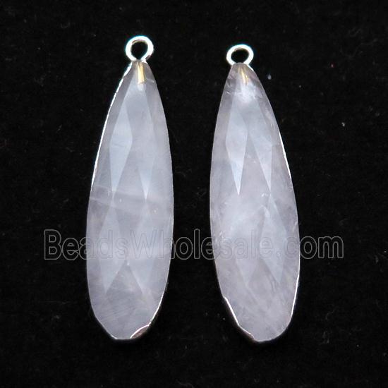 Rose Quartz teardrop pendant, silver plated