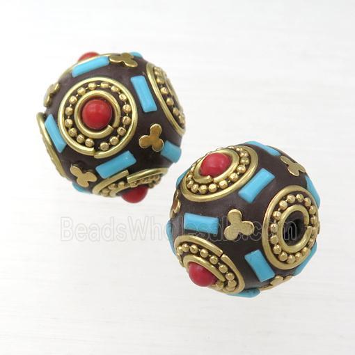tibetan style brass round beads