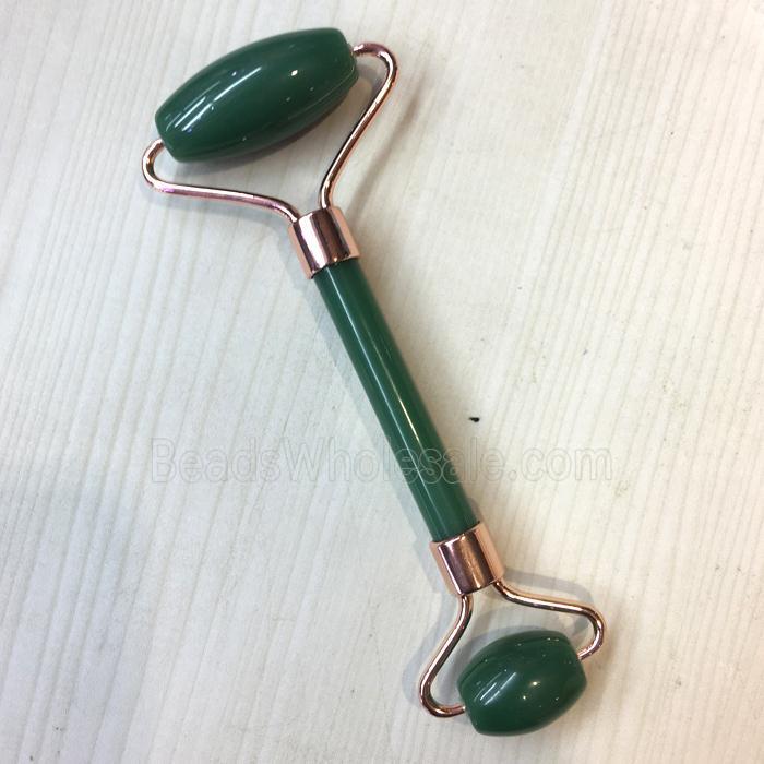green Aventurine Roller GuaSha Massage Tools, rose gold