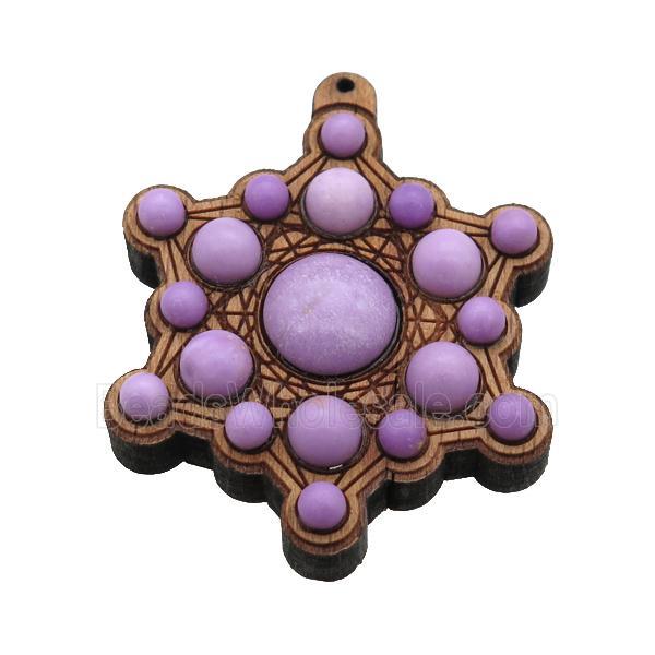 wood pendant pave lepidolite