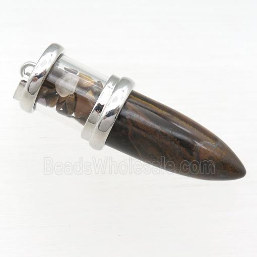 Tiger eye stone bullet pendant