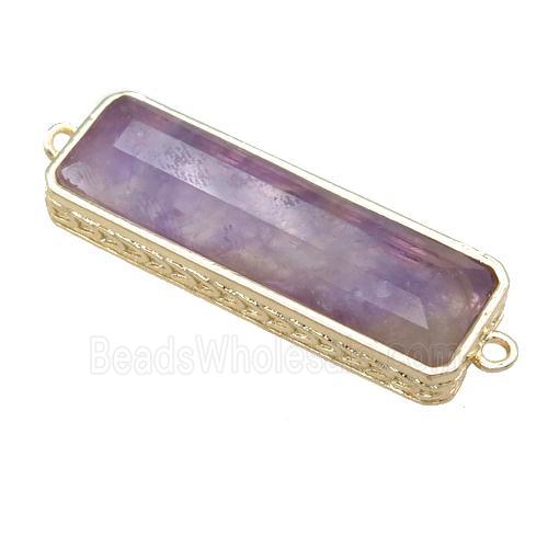 purple Amethyst rectangle connector, gold plated