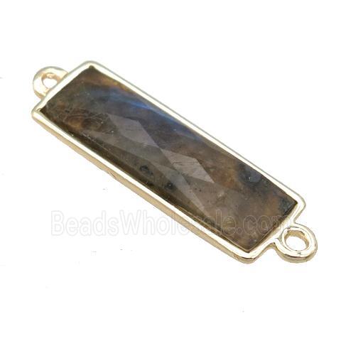 Labradorite rectangle connector, gold plated