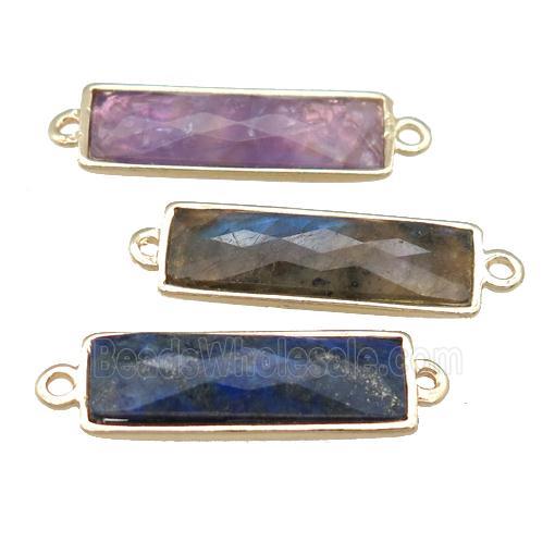 mix Gemstone rectangle connector, gold plated