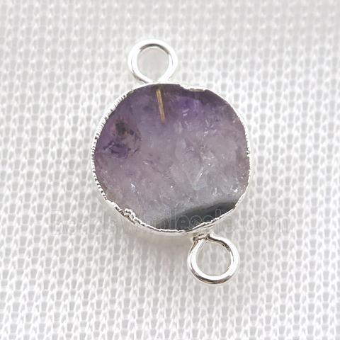 Amethyst circle connector, silver plated