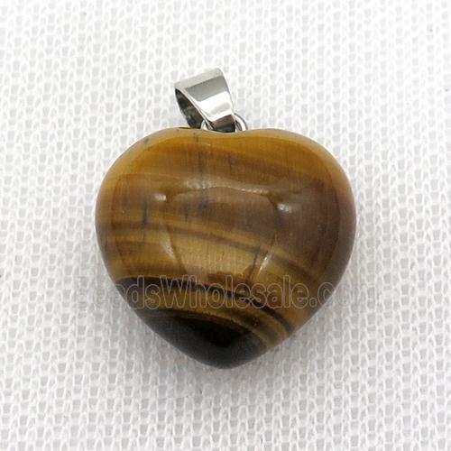 yellow Tiger eye stone heart pendant