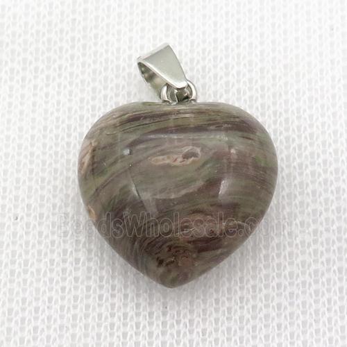 Mexican Crazy Agate heart pendant