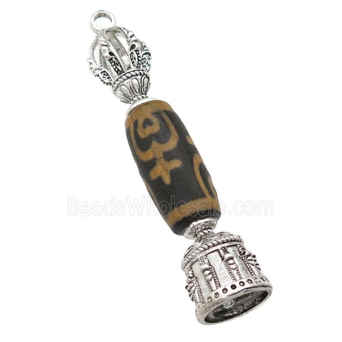 tibetan style Agate pendant, antique silver