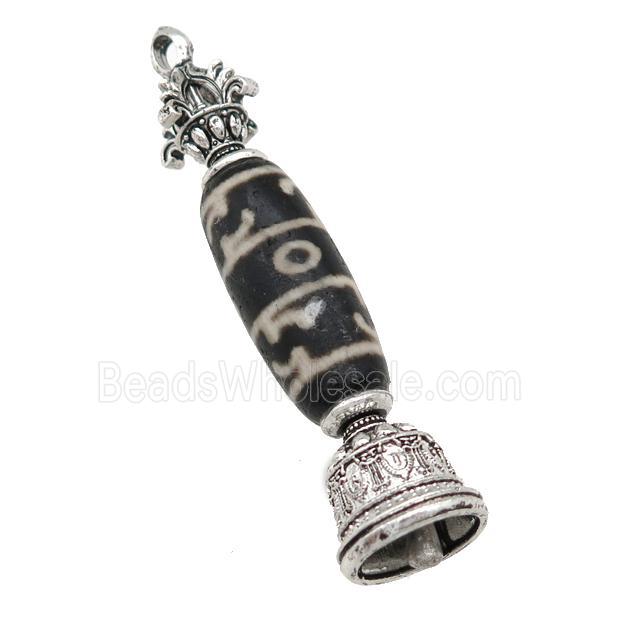 tibetan style Agate pendant, antique silver