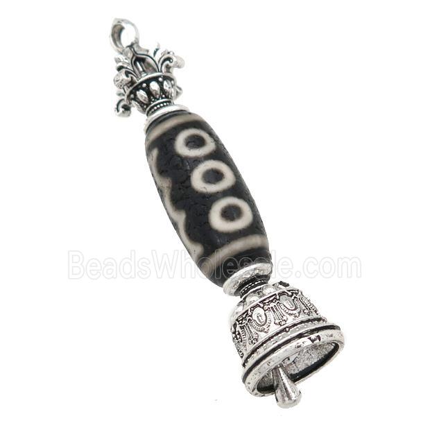 tibetan style Agate pendant, eye, antique silver