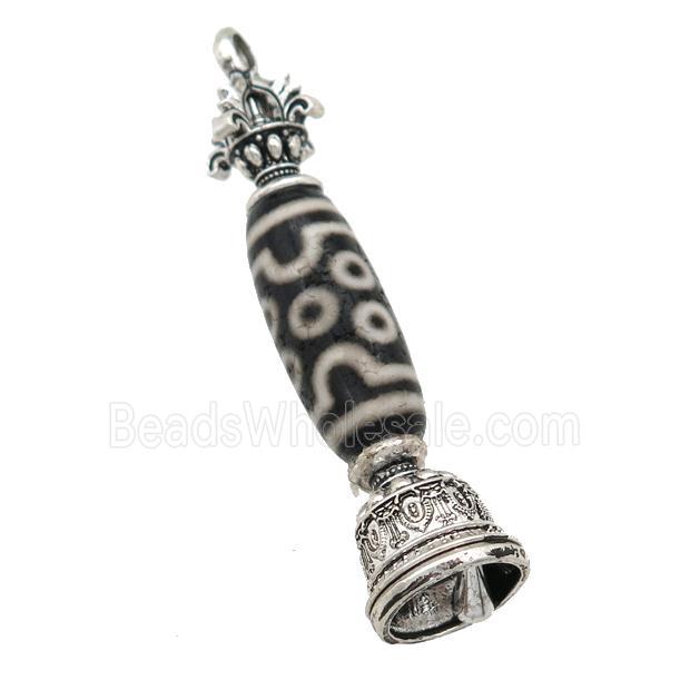tibetan style Agate pendant, eye, antique silver