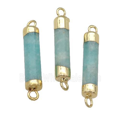 green Amazonite stick connector, gold plated