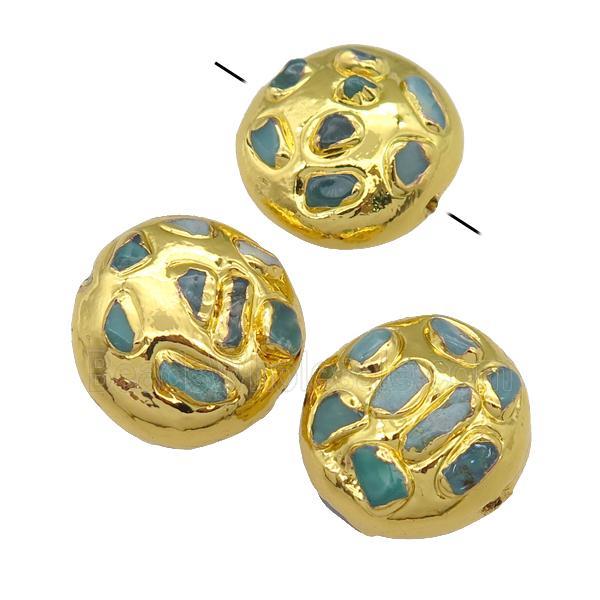 green Australian Chrysoprase button beads, gold plated