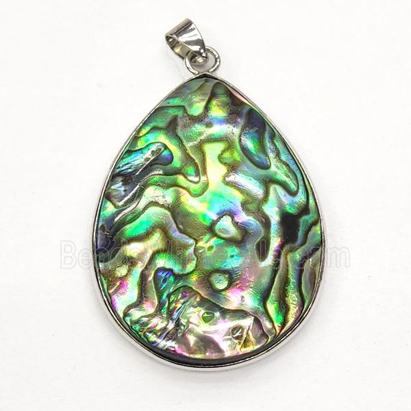 multicolor Abalone Shell teardrop pendant
