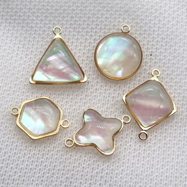 Pearlized Shell pendant, gold plated, mix shape