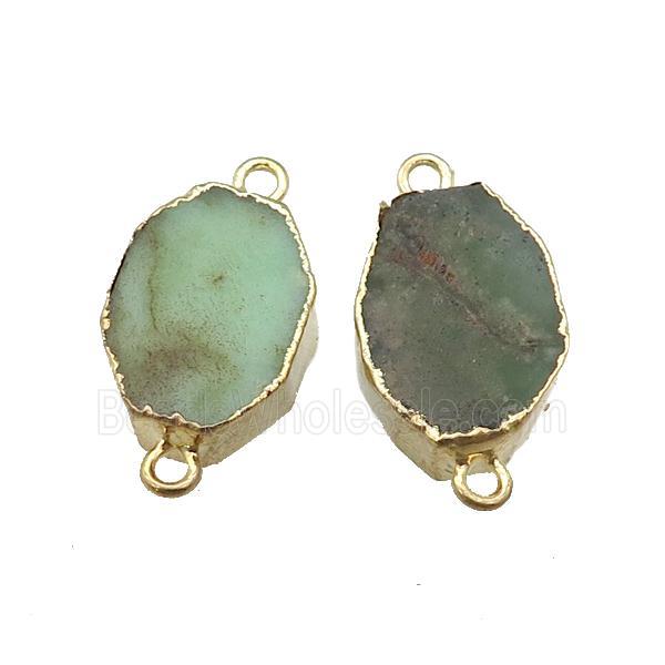 green Australian Chrysoprase connector, freeform, gold plated