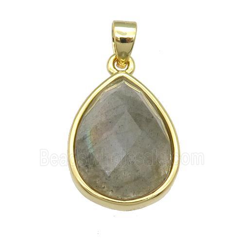Labradorite teardrop pendant, gold plated