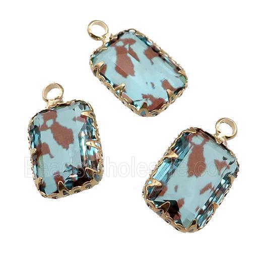 Crystal Glass rectangle pendant, gold plated