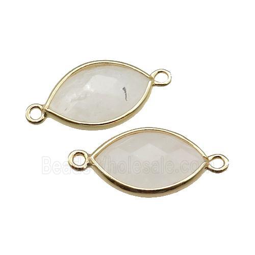 white Moonstone eye connector, faceted, gold plated