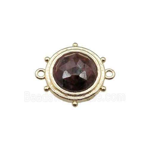 Rhodonite circle connector, gold plated