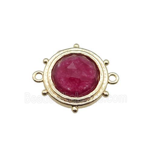 hotpink Synthetic Tourmaline circle connector, gold plated