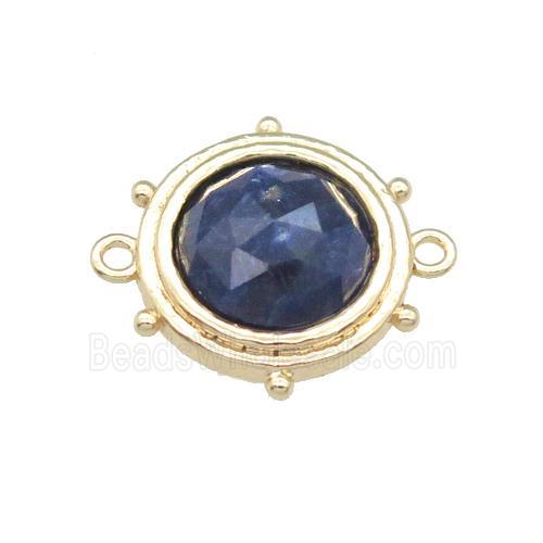 blue Jade circle connector, gold plated
