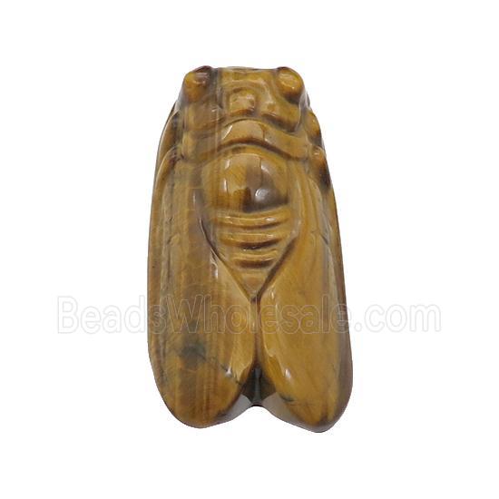 Tiger Eye Stone Cicada charm pendant