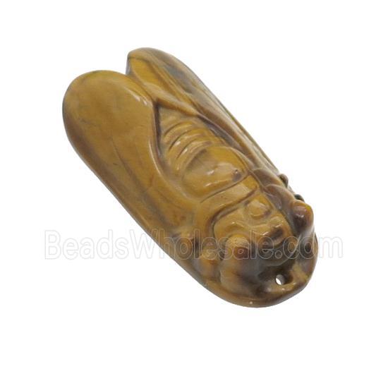 Tiger Eye Stone Cicada charm pendant